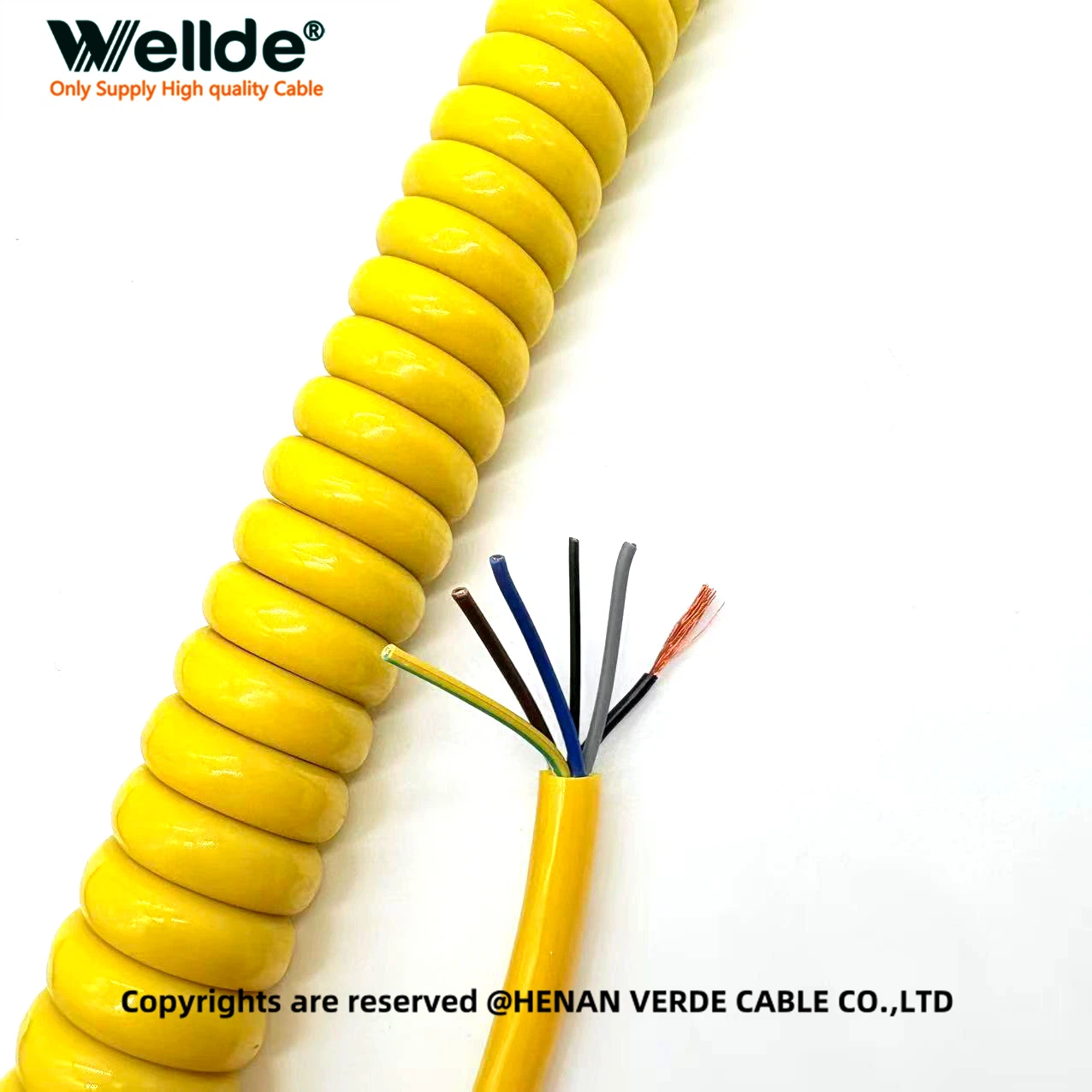 PUR sheathed 5 core coiled cable for industrial use PUR sheathed 5 core coiled cable for industrial use